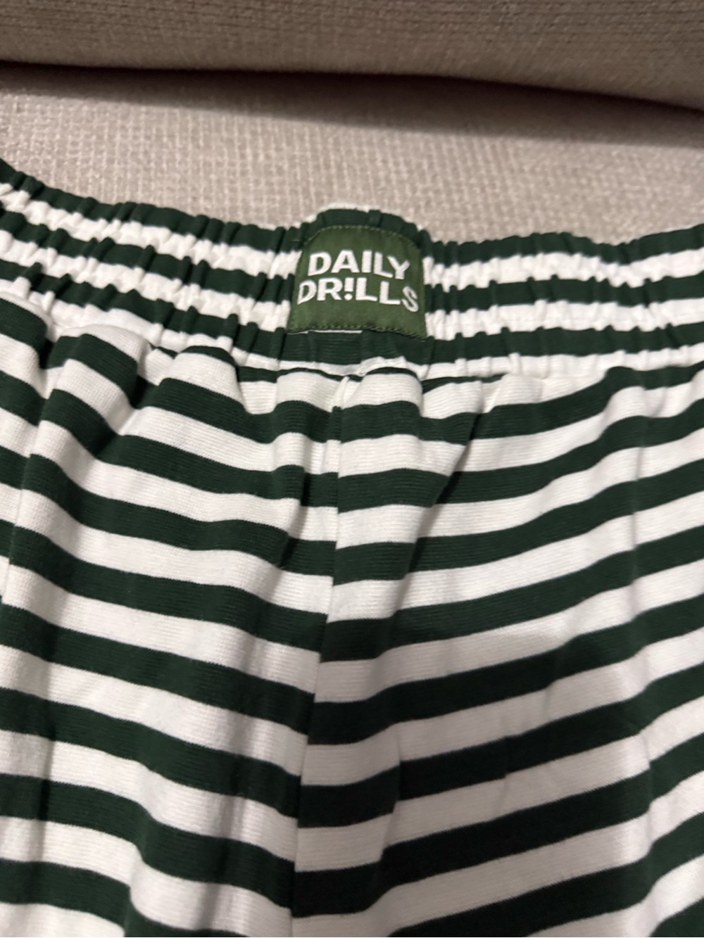 Daily Drills Green and White Striped Women’s Shorts